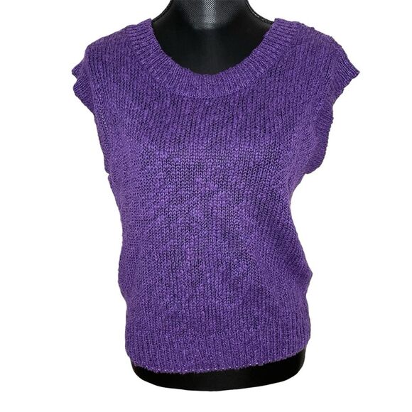 Vintage Sportswear Systems Sweater Vest Short Sleeve Cable Knit Purple Large - Picture 1 of 8